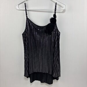 VTG Y2K Self Esteem Women's Tank Top Camisole Black Silver Party Goth Whimsigoth